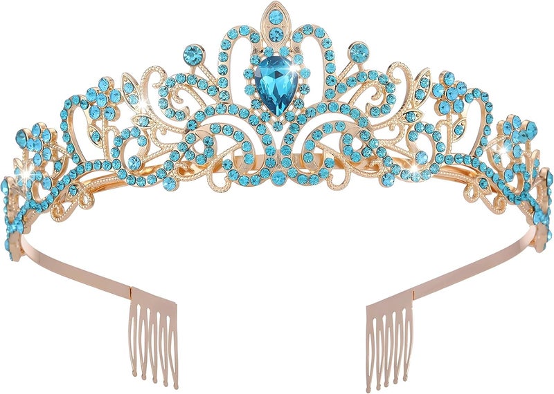 Princess Crown for Women, Crystal Queen Tiaras for Girls Bridal Hair Accessories Gifts for Birthday Wedding Prom, Bridal Party, Pageant, Halloween Christmas Costume